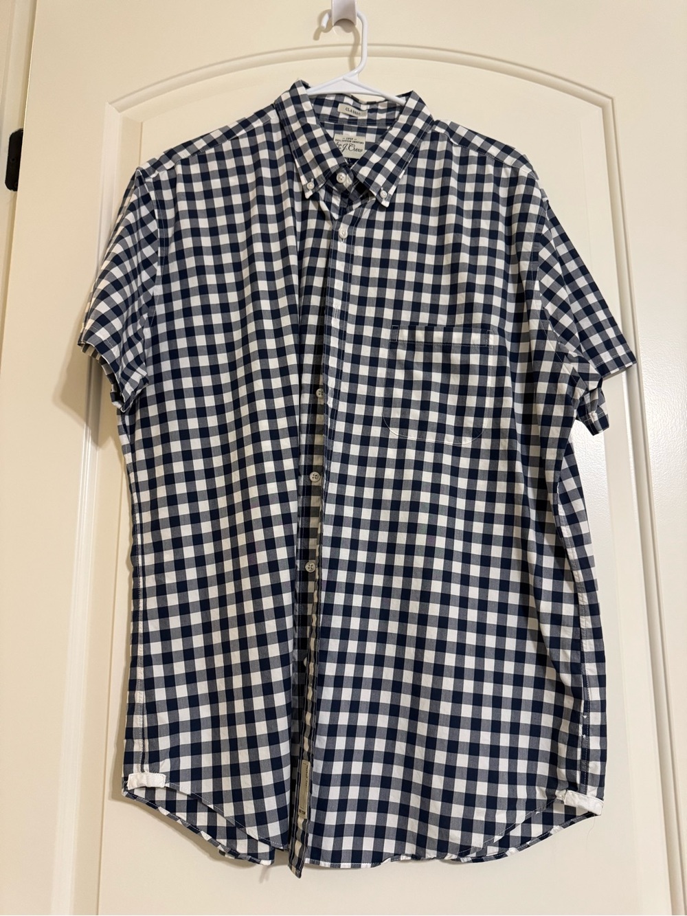 J. Crew Navy and White Gingham Button Down Shirt